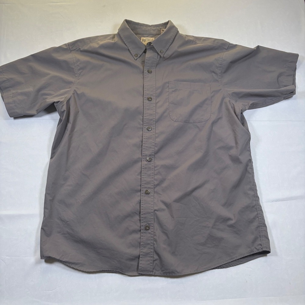Red Head Mens XL Gray Short Sleeve Button Down Shirt 602RHS207659W Cotton